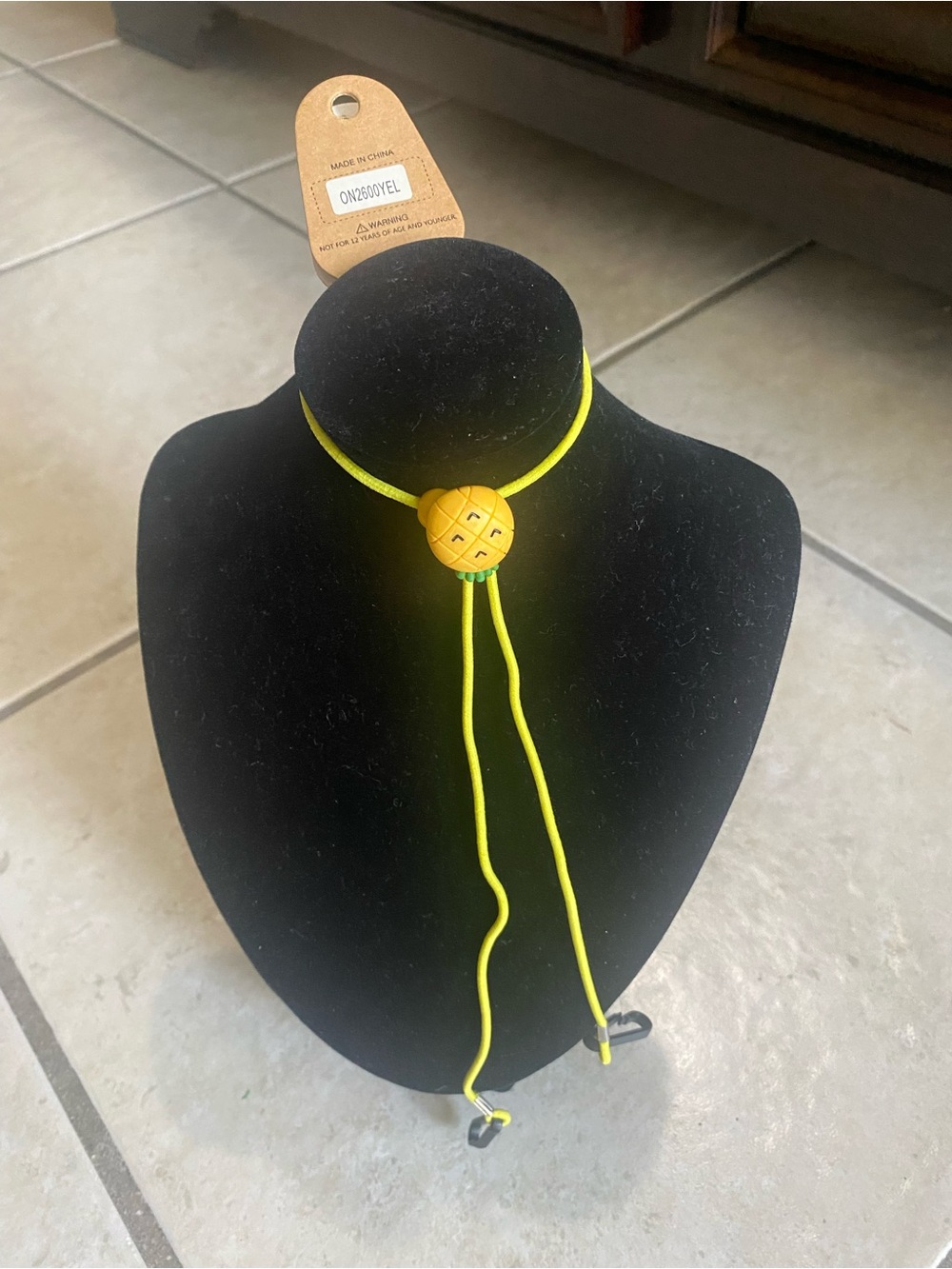 Kids Neon Yellow Pineapple Slider Sunglasses Necklace